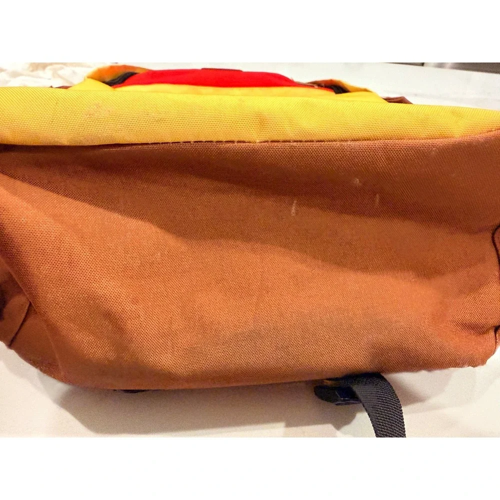 Disney Mickey Mouse‎ Backpack School Travel Yellow Red Brown Multi Pocket Padded
